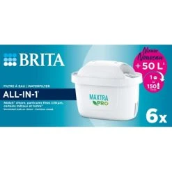 Brita Pack De Cartouches Filtrantes Pack 6 Filtres à Eau MAXTRA PRO- AIO